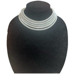 Fashion Silver Tone Multi Layered Magnet Lock Choker Necklace Women 16" EXC