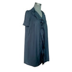 BEART Black Silk Button Front Ruffled Sheath Dress Women Size M Knee Length