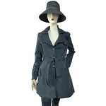 Split Personality Matthew Hekmatniaz Belted Cotton Trench Coat Dark Grey Sz L VG