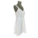 LOFT Sweetheart Button Front Flare Dress White Linen Blend Dress Size 2 NWT