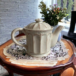 Vintage CBK Shabby Chic Teapot 9.5" Glazed Ceramic Farmhouse Off-White Excellent