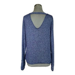 Bar III Womens Small Top Blue Heathered Marl Faux Wrap Surplice V-Neck S