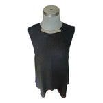 Rachel Rachel Roy Black Sleeveless Trapeze Blouse Top Metallic Chain Neck L