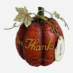 Give Thanks Resin Harvest Pumpkin Figurine Orange Yellow Green Fall Decor 4.25"