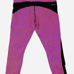 Nike Dri Fit Womens M Pink Black Print Cropped Running Leggings Zip Pocket VG