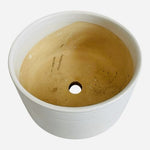 White Ceramic Plant Pot Round Ribbed Planter with Drainage Hole 6.5"x3.25" VG
