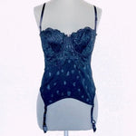 Ballet Women's Black Lace Corset Bodysuit Lingerie 36C Boudoir Padded Bra VG