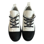 Rilassare Leather Lace Up Sneakers Black White Colorblock Size 37 NWOT