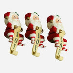 3x Russ Berrie Santa Claus JOY Christmas Stocking Holder Hanger Mantle Vintage