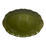 Arenito Portugal Olive Pattern Platter 20x14 Green Ceramic Tray Handmade VG