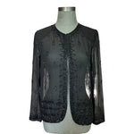 Vintage Stenay Black Beaded Jacket Size S Sheer Evening Cocktail India VG