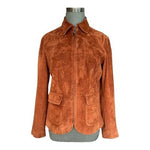 Liz Claiborne Suede Leather Jacket Women’s S Brown Zip Front Collar Jacket VG