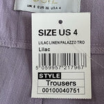 Quiz Lilac Linen Palazzo Trousers Women’s Wide Leg Pants Size 4 NWT