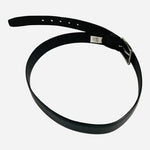 Banana Republic Black Leather Belt Men's Size 34 Silver Tone Square Buckle VG