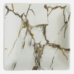 Grace's Teaware Marble Print Square Appetizer Plates Gold Grey Set of 6 EXC