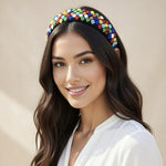 Handmade Colorful Beaded Headband Elastic Multicolor Artisan Hair Accessory Boho