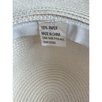 White Wide Brim Paper Straw Sun Hat Women's Beach Floppy Hat One Size VG
