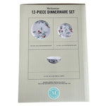 Martha Stewart 12 Piece Dragonfly Melamine Dinnerware Set Service for 4 NIB