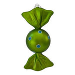 Large Green Polkadot Wrapped Candy Ornament 6" Plastic Christmas Decor