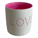 Holiday Lane LOVE Cutout Ceramic Votive Candle Holders Pink White Pair NWOT