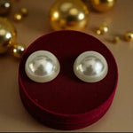 Classic White Faux Pearl Stud Earrings Button Style NWOT  0.75”