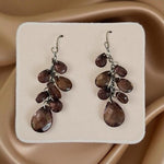 Sterling Silver Smoky Quartz Dangle Earrings Vintage Biolette Cut