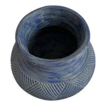 Hallmark Blue Carved Studio Pottery Vase Tribal Design 8.5” Very Good Condition