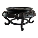 Vintage Chinese Carved Wood Display Stand Footed Pedestal 4.75" Dark Brown VG