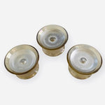 Set of 3 Vintage Glass Pedestal Candle Holders Brown Silver Magnet Base Modern