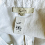 LOFT Sweetheart Button Front Flare Dress White Linen Blend Dress Size 2 NWT