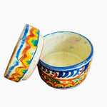 Mexican Pottery Jewelry Box Hand Painted Floral Trinket Vanity Folk Art Covered