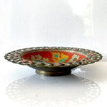 Antique Indian Hand-Painted Metal Gupta Bowl Plate 8.3" Collectible Very Good