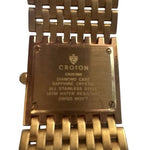 Vintage Croton Rose Gold-Tone Square Diamond Case Sapphire Crystal Women's Watch