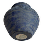 Hallmark Blue Carved Studio Pottery Vase Tribal Design 8.5” Very Good Condition