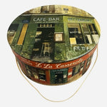 Tri-Coastal Design Paris Cafe Bar La Casserole Round Hat Box 15x6.5" EXCellent