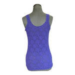 Hanky Panky Signature Lace Cami Tank Top Purple Stretch Scallop Trim L VG