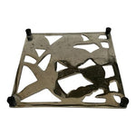 Silver Metal Trivet Coastal Starfish Shell Design Square 7.5 in Vintage