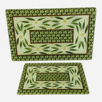 Vintage Temptations by Tara Old World Green Glass Trivets Set of 2 Hot Plate EXC