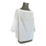 Beachlunchlounge White Off The Shoulder Blouse Top Boho Peasant Women's Sz M VG