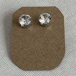 Round Crystal Clear Stud Earrings Classic Sparkle Jewelry NWOT
