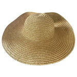 Vintage Wide Brim Natural Straw Sun Hat Black Satin Rose Flower Accent VG
