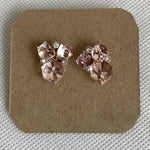 Gold Toned Rose Crystal Geometric Gemstone Cluster Earrings 0.75”x0.75” NWOT