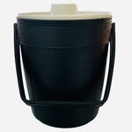 Vintage Rubbermaid Black Ice Bucket 10" White Lid Insulated 1970s Bottle Cooler