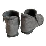 Skechers Womens Relaxed Fit Easy Going Cool Zip Ankle Boots 8.5 Gray Suede Fur