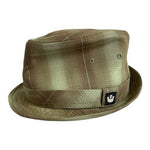 Goorin Bros Green Brown Plaid Fedora Hat Castle Emblem Mens Excellent Condition
