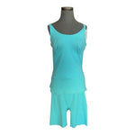 Sonic Slimmers Kathleen Kirkwood Aqua Blue Minimizing Tank Shorts Set L NWT