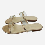 Marc Fisher Calin Flat Sandals Rose Gold Metallic Clear Vinyl Slides Size 6M NIB