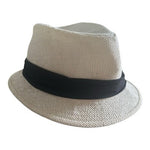 White Paper Straw Fedora Hat Black Band One Size Summer Trilby VG Unisex