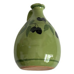 Vintage Artisan Italy Hand Painted Ceramic Olive Oil Jug 500mL 6.5" Green Olive