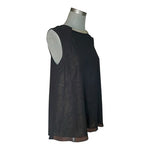 Rachel Rachel Roy Black Sleeveless Trapeze Blouse Top Metallic Chain Neck L